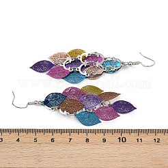 Серьги-подвески в форме листьев из нержавеющей стали 430&nbsp;EJEW-A137-06P-04