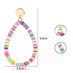 Серьги-гвоздики с подвесками из текстурированной полимерной глины в форме капли&nbsp;FS-WG78925-01