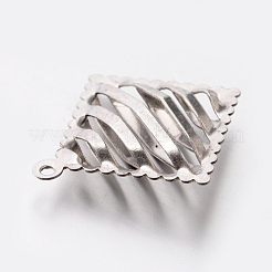 Подвески из нержавеющей стали оригинального цвета 304 в форме полого ромба&nbsp;STAS-E078-20