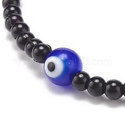 2 pièces 2 couleurs au chalumeau mauvais œil et bracelets extensibles en perles acryliques pour femmes&nbsp;BJEW-JB08610
