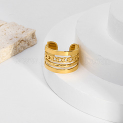 Bague élégante en acier inoxydable 304 avec chaîne multicouche pour femme&nbsp;BH4692