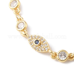 Bracciali a maglia occhio di cavallo con zirconi cubici&nbsp;BJEW-P295-01G