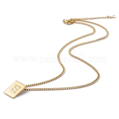 Collar con colgante rectangular de letra inicial de acero inoxidable para hombres y mujeres&nbsp;LS-NJEW-E090-01G-05