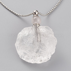 Colliers pendants de bouteille de parfum en cristal de quartz naturel&nbsp;NJEW-H216-04P