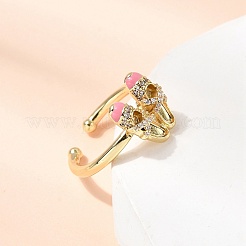 Латунные микропаве кубические цирконии манжеты открытые кольца для женщин&nbsp;RJEW-B160-08G-01