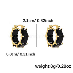 Laiton carré zircone cubique hoop boucles d'oreilles&nbsp;FS-WG57E6F-01
