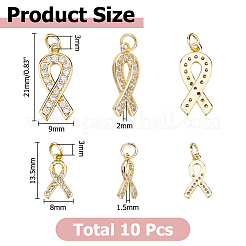 10шт 2 стиля латунные микропаве прозрачные кубические подвески из циркония&nbsp;KK-HS0001-93