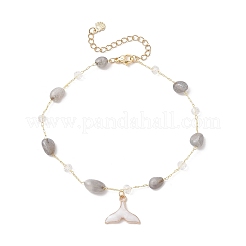 Chaîne à maillons en laiton faite à la main avec des pépites de labradorite naturelle&nbsp;AJEW-AN00709-02