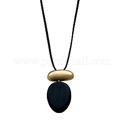 Collana da donna con ciondolo ovale in legno e lega&nbsp;WG6CE6E-02