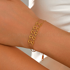 Pulseras huecas de una sola hebra con eslabones múltiples y símbolo de infinito múltiple de acero inoxidable 201 para mujer.&nbsp;DC4365
