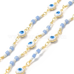 Fiore in ottone smaltato con catenelle malocchio&nbsp;CHC-A006-08G