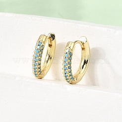 Pendientes de aro de circonio cúbico de micro pave de latón&nbsp;EJEW-K324-06G