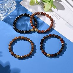 Bracelet extensible perles rondes en bois naturel&nbsp;BJEW-JB07101