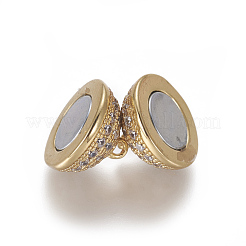 Магнитные застежки из латуни с цирконием и микропаве с петлями&nbsp;ZIRC-L082-D-01-G