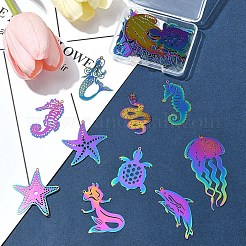 20 шт. 10 стиля ионное покрытие (IP) 201 нержавеющая сталь травленый металл украшения подвески&nbsp;STAS-FS0001-52