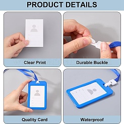 Porte-badge d'identification rectangulaire en plastique avec cordon&nbsp;AJEW-CP0006-04B