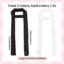 2шт 2 цвета полиэстер кружевной длинный шелковый шарф для женщин и девочек&nbsp;AJEW-GF0011-28D