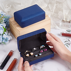 Прямоугольные коробки для показа колец на палец из искусственной кожи с 3 слотом&nbsp;CON-WH0099-10A
