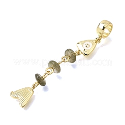 Ciondoli pendenti europei in ottone con pavé di zirconi cubici&nbsp;GG-CBA3401-01G-B03