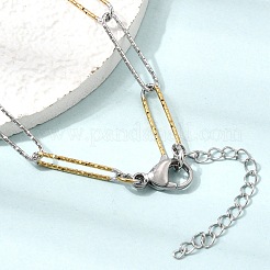 Collares de cadena texturizada de acero inoxidable 304 de dos tonos de 5 mm para mujeres y hombres&nbsp;SA-CBA37BC-20GP
