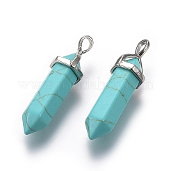 Кулоны с острым концом из синтетической бирюзы&nbsp;LS-G-E364-A07