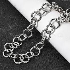 12 mm Damen-Halskette aus strukturiertem Edelstahl 304 mit Ringgliedern&nbsp;NJEW-A067-04P