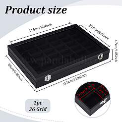 Vitrines à bijoux en MDF recouvertes de cuir PU avec fenêtre visible&nbsp;ODIS-WH0007-93