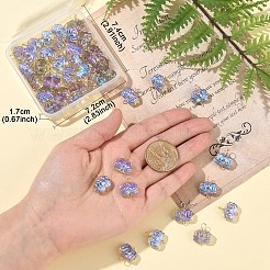 50 breloque connecteur en forme de fleur en verre transparent galvanisé&nbsp;PALLOY-YW00044