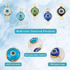 30 pieza de conectores de lampwork de ojo malvado hechos a mano en 5 colores&nbsp;STAS-UN0030-88