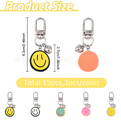 15 шт. подвеска в виде улыбающегося лица из двух цветов эмали из смолы&nbsp;HJEW-YW00165