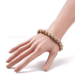 Bracelet extensible en perles rondes en bois naturel&nbsp;BJEW-JB08213
