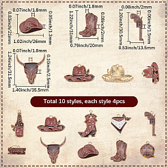 40 шт. 10 стиля подвески из сплава и эмали в стиле ковбоев на западе&nbsp;ENAM-SC0006-33