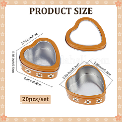 20 шт. подарочные коробки из жести в форме цветка и сердца с прозрачным окошком в крышке&nbsp;CON-PH0003-21