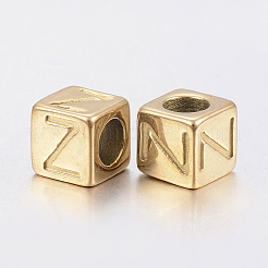 Perline europee con lettera a foro grande in acciaio inossidabile 304&nbsp;STAS-H428-01G-Z