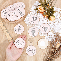 Плоские круглые этикетки для деревянных коробок&nbsp;DIY-BC0015-89B