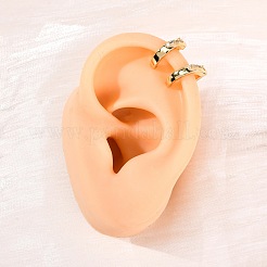 Серьги-каффы в форме буквы С с микропаве из прозрачного кубического циркония из латуни&nbsp;EJEW-D328-09G-03