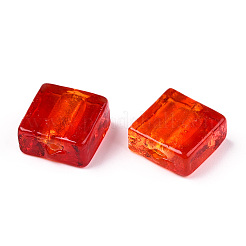 Бусины ручной работы бусины серебряной фольгой&nbsp;FOIL-S006-12x12mm-01