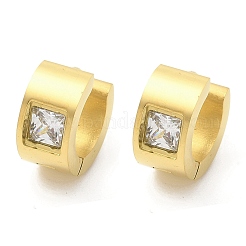 Серьги-кольца Huggie Hoop из нержавеющей стали 304 с микропаве из прозрачных кубических цирконий&nbsp;EJEW-C096-55G