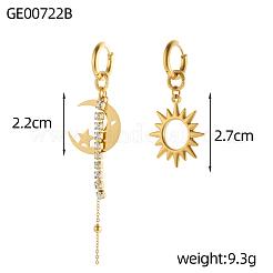 Set di orecchini asimmetrici con luna e sole in acciaio inossidabile 304&nbsp;EJEW-OY002-06