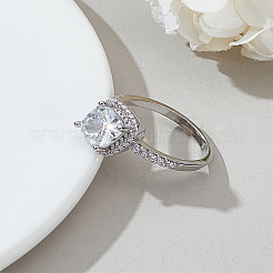 1 шт. латунные кольца с микропаве из кубического циркония для женщин&nbsp;RJEW-LP0001-27