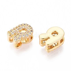 Laiton micro pavé de perles de zircone cubique claires&nbsp;KK-T071-17G-R