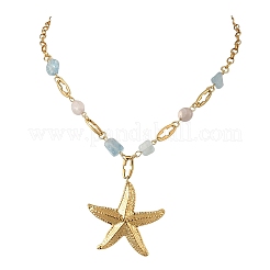 Colliers à pendentif étoile de mer en acier inoxydable 304&nbsp;NJEW-JN06670-01