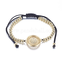 Bracciali in ottone intrecciati regolabili&nbsp;LS-BJEW-F282-29G-RS