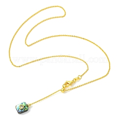 Geometrischer Anhänger aus natürlicher Abalone-Muschel mit Lariat-Verschluss und Messingkabelkette&nbsp;NJEW-JN06636