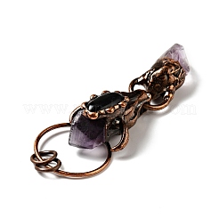 Большие подвески с натуральными аметистами и черными ониксами G-D468-26R