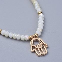 Bracciali con perline intrecciate in vetro galvanizzato&nbsp;BJEW-JB04311-02