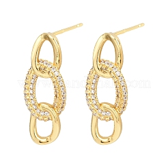 Серьги-гвоздики из латуни с микропаве из кубического циркония для женщин&nbsp;EJEW-K312-02G