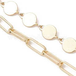 Изготовление браслета из цепочек из латунных дисков и цепочек из скрепок.&nbsp;AJEW-JB01568