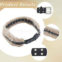 Женские ремни-цепочки из искусственной кожи и искусственного меха черного цвета&nbsp;AJEW-WH20006-388A-02