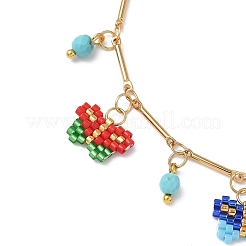 Браслеты с подвесками в виде бабочек из стеклянных бусин&nbsp;BJEW-MZ00219